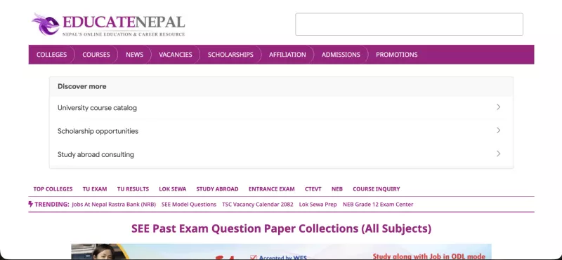 Screenshot of Educate Nepal
